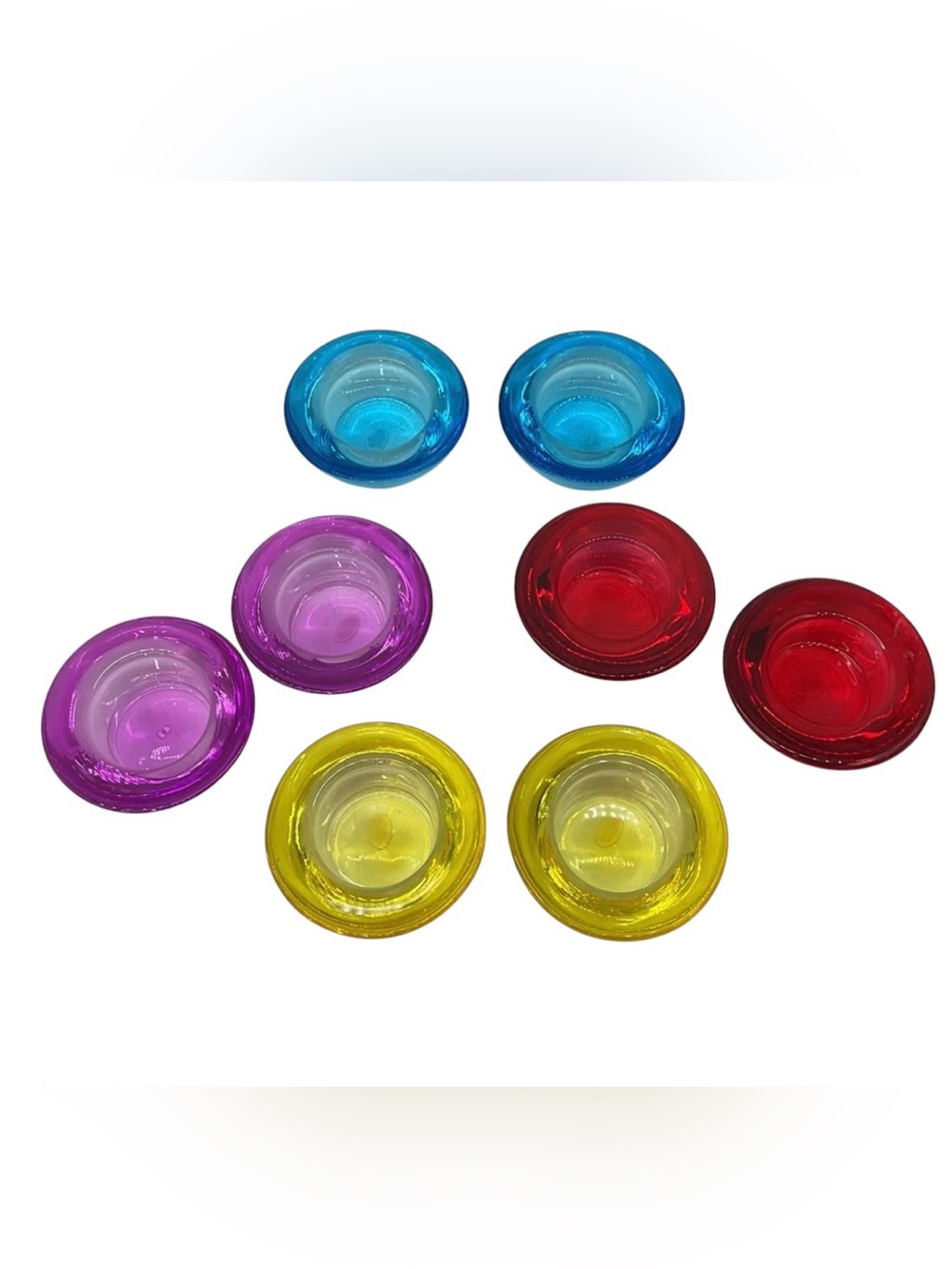 Crate & Barrel Set of 8 Colorful Glass Votive Candle Holders